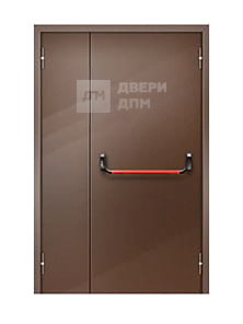 Коричневая противопожарная дверь 1-го типа полуторная глухая ДП-658