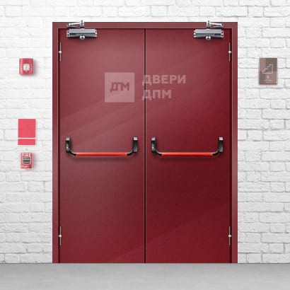 Двустворчатая дымогазонепроницаемая дверь с антипаникой EIS-60 в подвал ДП-450